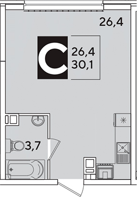 Продается 1-комн. квартира, 30.5 м²