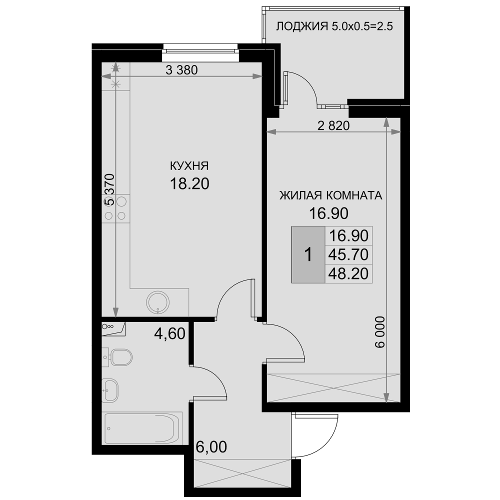 Продается 2-комн. квартира, 45.7 м²