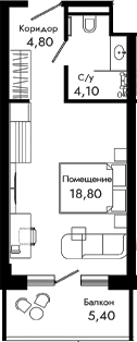 Студия, 27.7 м², 7/8 этаж, ЖК «Курортный отель Алеан Селект Агой»