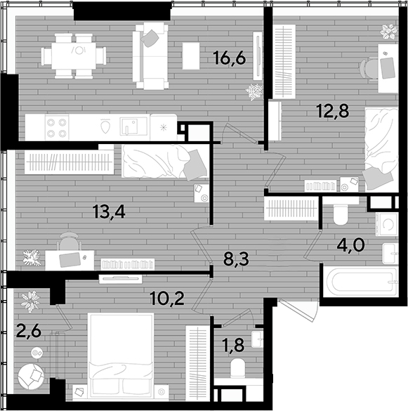 Продается 3-комн. квартира, 67.1 м²