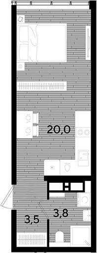 Студия, 27.3 м², 15/16 этаж, ЖК «DОГМА ПАРК»
