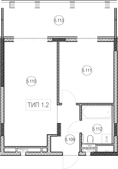 1-комн., 41.2 м², 1/7 этаж, ЖК «ГК Сан Гарден Хотел&СПА»