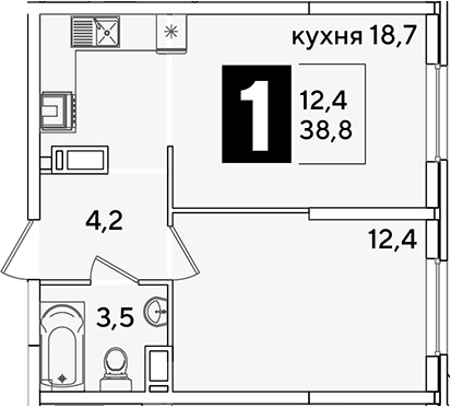 Продается 2-комн. квартира, 38.8 м²