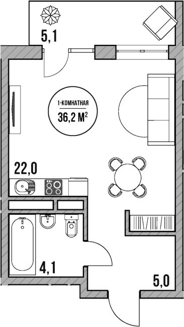 Студия, 31.1 м², 5/5 этаж, ЖК «МореТут»