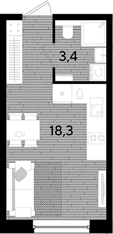 Студия, 21.7 м², 2/16 этаж, ЖК «DОГМА ПАРК»