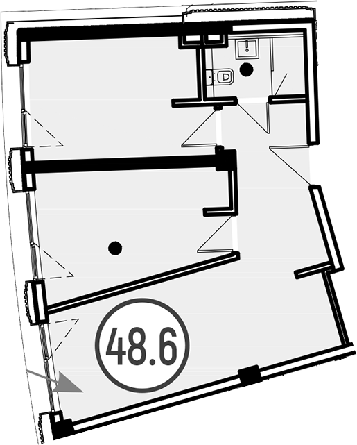 Объект, 48.6 м², 2/4 этаж, ЖК «Гостиничный комплекс GRAND CASCADE»