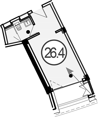 Студия, 26.4 м², 3/4 этаж, ЖК «Гостиничный комплекс GRAND CASCADE»