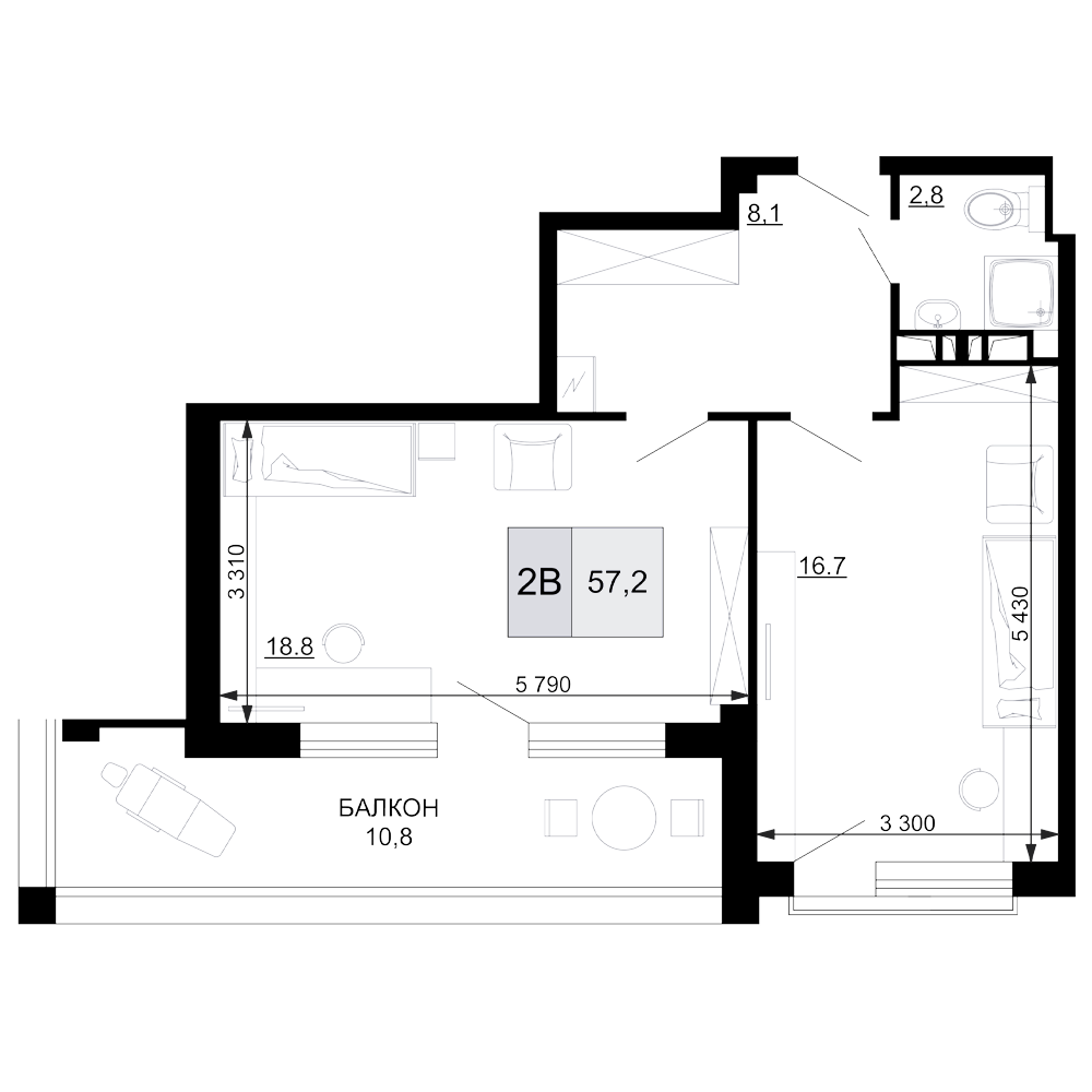 Продается 2-комн. квартира, 46.4 м²