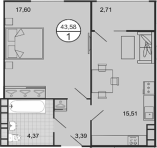 Продается 2-комн. квартира, 40.87 м²