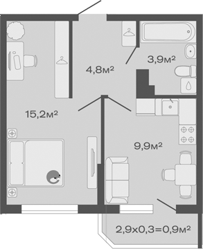 Продается 1-комн. квартира, 33.8 м²
