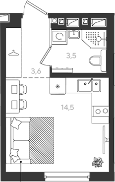Продается 1-комн. квартира, 21.6 м²