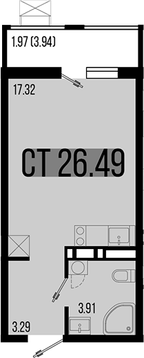 Студия, 24.52 м², 3/8 этаж, ЖК «Цветной бульвар»