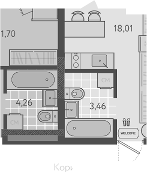 1-комн., 35.7 м², 1/18 этаж, ЖК «Теплые края»