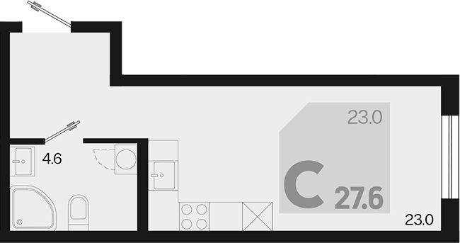 Студия, 27.6 м², 2/18 этаж, ЖК «Первое место»