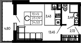 Студия, 23.19 м², 2/14 этаж, ЖК «Эпос»