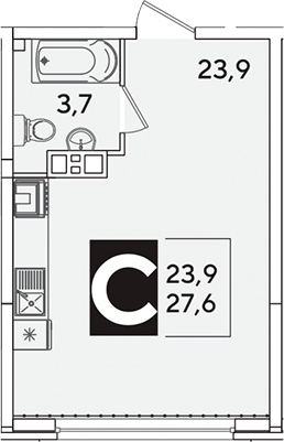 Студия, 27.9 м², 2/16 этаж, ЖК «Самолет»