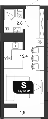 Студия, 22.2 м², 15/19 этаж, ЖК «Сочи Парк»