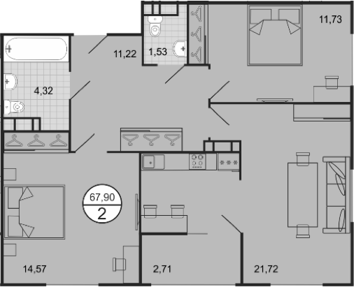 Продается 3-комн. квартира, 74.27 м²