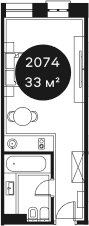 Объект, 32.72 м², 2/4 этаж, ЖК «Резиденция Волна»