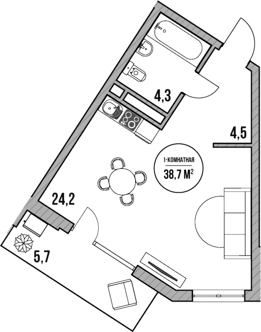 Студия, 33 м², 4/5 этаж, ЖК «МореТут»