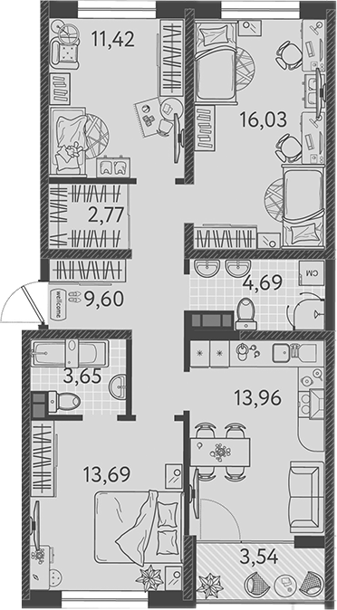 4+ комнаты, 75.81 м², 4/9 этаж, ЖК «Друзья»