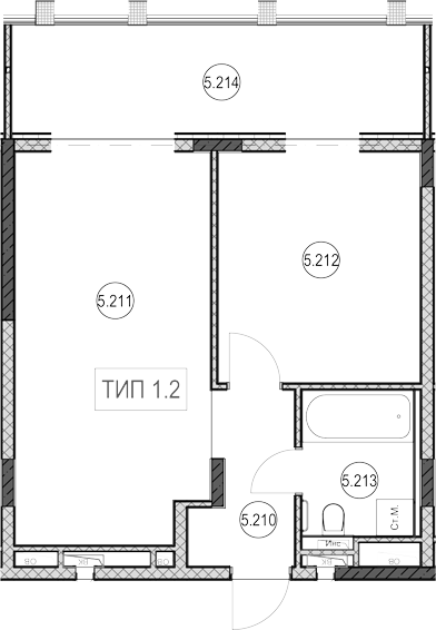 1-комн., 41.2 м², 2/7 этаж, ЖК «ГК Сан Гарден Хотел&СПА»