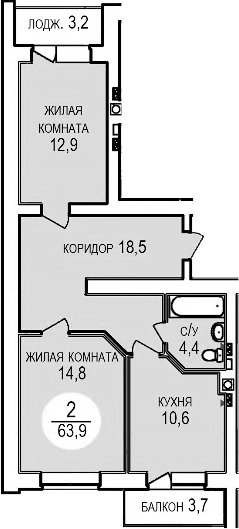 2-комн. Кубанская усадьба. ООО СЗ Кубанская усадьба