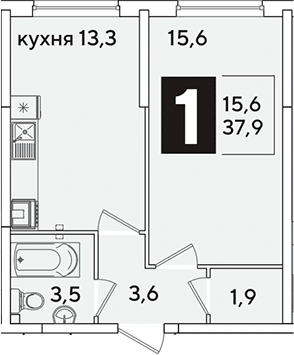 Продается 1-комн. квартира, 37.9 м²