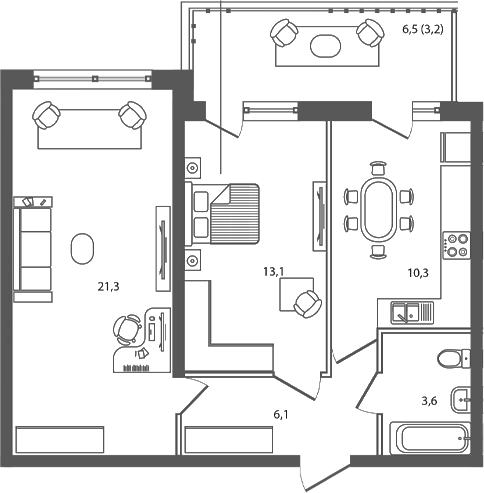 Продается 2-комн. квартира, 54.4 м²