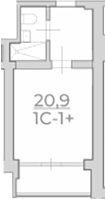 Студия, 20.9 м², 4/4 этаж, ЖК «Комплекс Luciano»