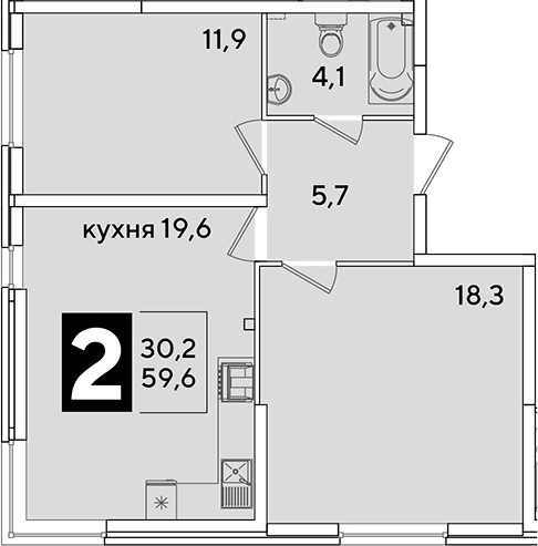 Продается 3-комн. квартира, 59.6 м²