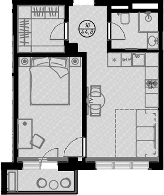 Студия, 41.6 м², 6/7 этаж, ЖК «Оливия»