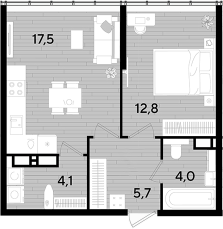 Продается 1-комн. квартира, 44.1 м²