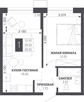 1-комн. Иначе в Молодежном