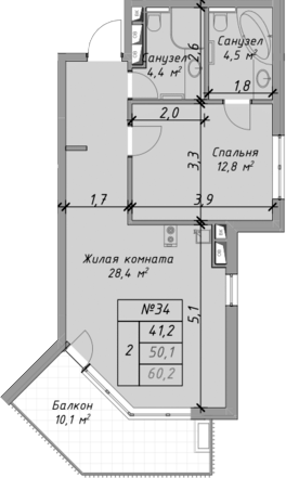 2-комн. Оазис Азова