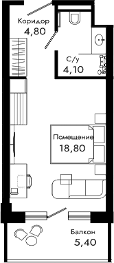 Студия, 27.7 м², 7/8 этаж, ЖК «Курортный отель Алеан Селект Агой»