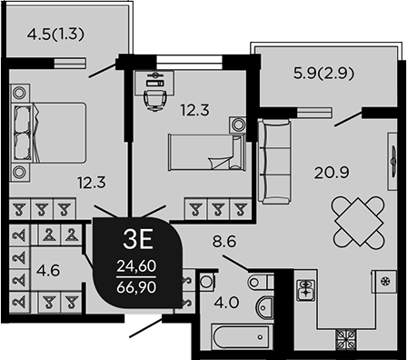 Продается 3-комн. квартира, 64.68 м²