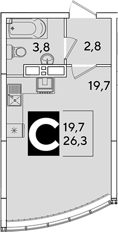 Продается 1-комн. квартира, 26.3 м²