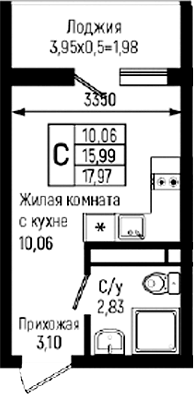 Студия, 15.99 м², 6/18 этаж, ЖК «Ботаника Хиллс»