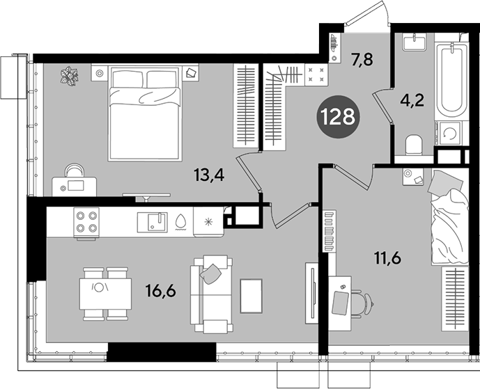 Продается 2-комн. квартира, 53.6 м²