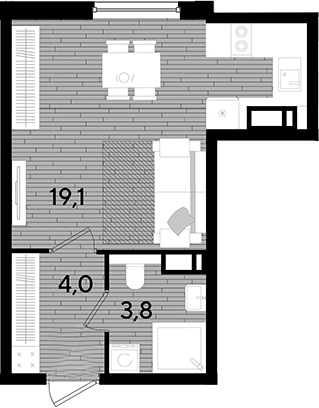 Студия, 26.9 м², 11/16 этаж, ЖК «DОГМА ПАРК»