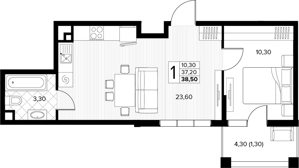 Продается 1-комн. квартира, 37.2 м²