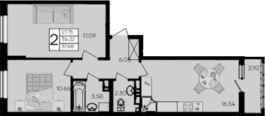 2-комн., 76 м², 4/9 этаж, ЖК «Дом 101»