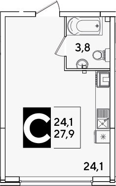 Продается 1-комн. квартира, 27.9 м²