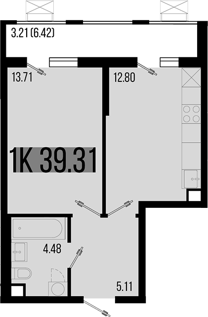 Продается 1-комн. квартира, 36.1 м²