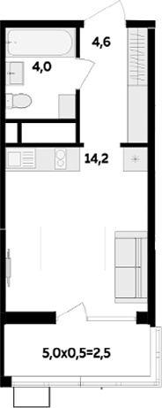 Студия, 22.8 м², 3/16 этаж, ЖК «МегаСити»