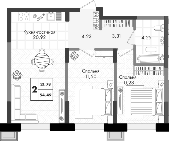 3-комн. Зеленая территория