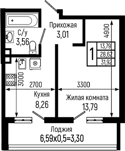 1-комн. Ботаника Хиллс