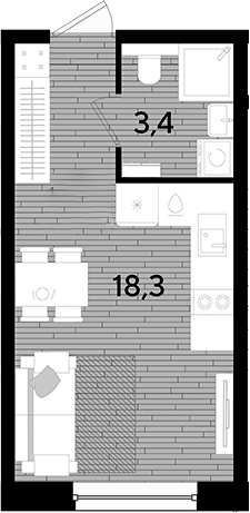 Студия, 21.7 м², 2/16 этаж, ЖК «DОГМА ПАРК»