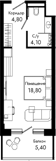 Студия, 27.7 м², 5/8 этаж, ЖК «Курортный отель Алеан Селект Агой»